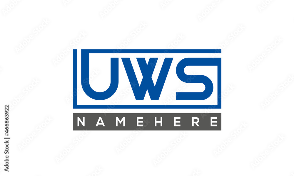 UWS Letters Logo With Rectangle Logo Vector UWS Letters Logo With Rectangle Logo Vector