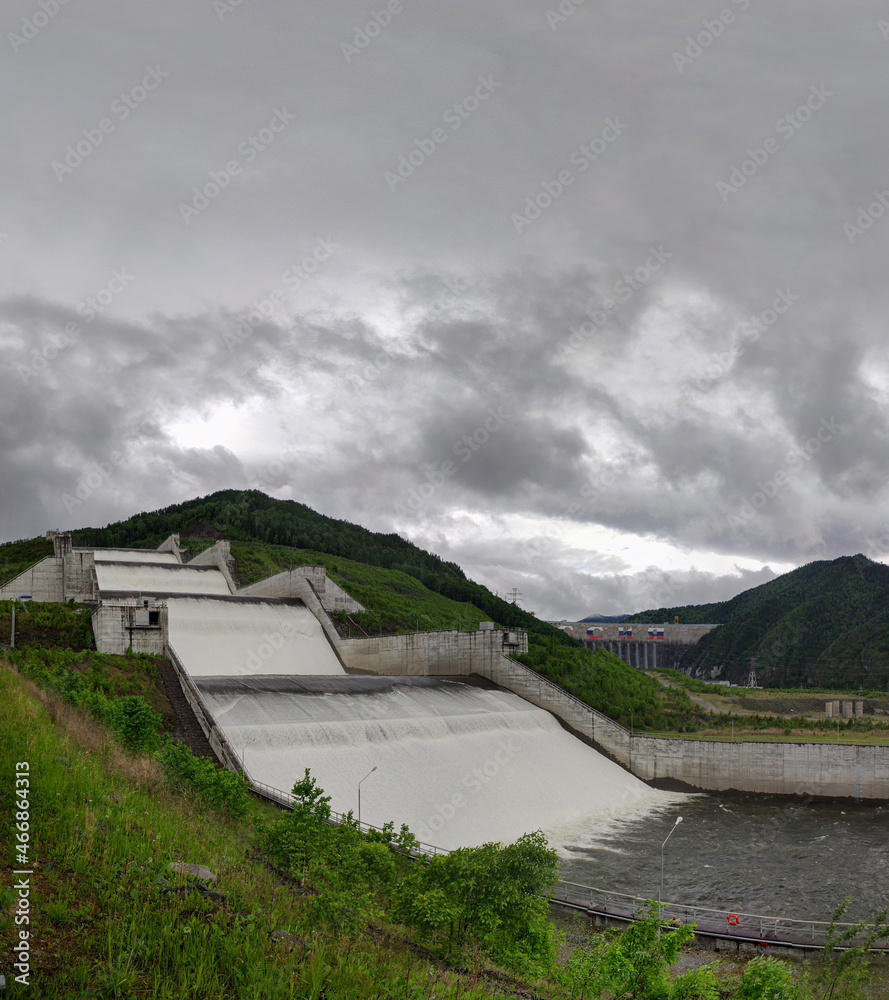 Fototapeta premium cascade water discharge at a hydroelectric power station