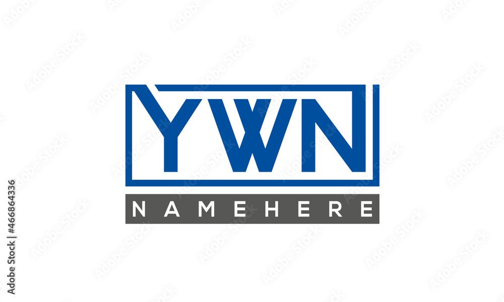 YWN Letters Logo With Rectangle Logo Vector YWN Letters Logo With Rectangle Logo Vector