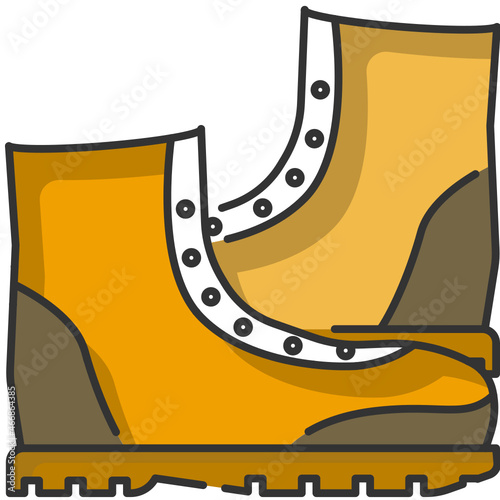 Vector safety shoe filled line icon, monotone color with small shadow white background