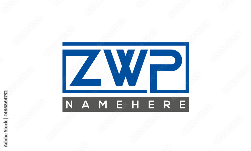 ZWP Letters Logo With Rectangle Logo Vector ZWP Letters Logo With Rectangle Logo Vector