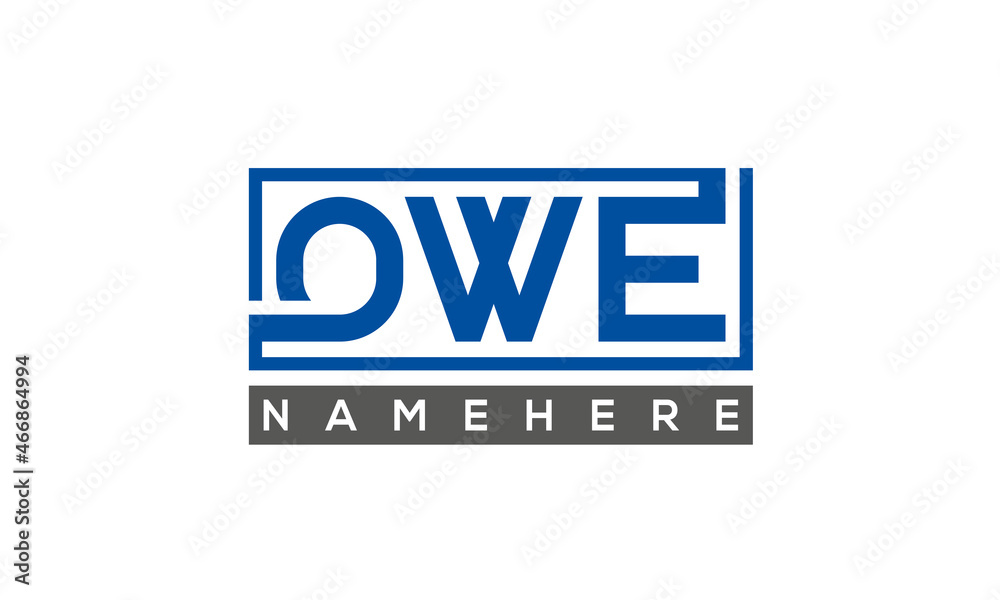 OWE Letters Logo With Rectangle Logo Vector OWE Letters Logo With Rectangle Logo Vector