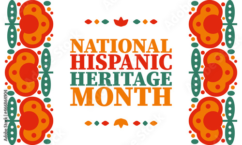 National Hispanic Heritage Month in United States. Celebrate annual in September and October. Latin American and Hispanic ethnicity culture. National fabric vector textures. Traditional festival