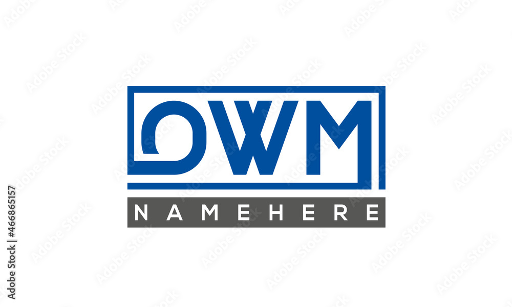 OWM Letters Logo With Rectangle Logo Vector OWM Letters Logo With Rectangle Logo Vector