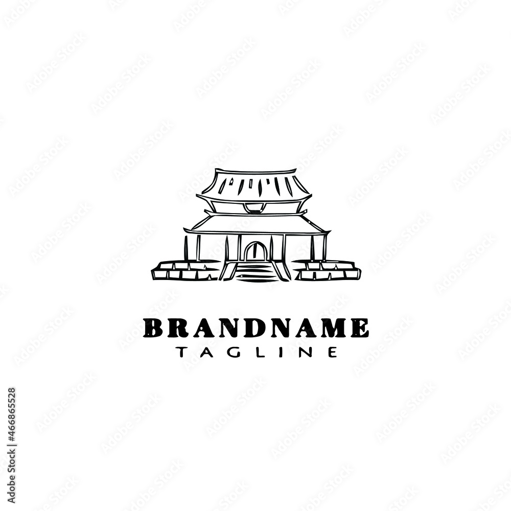 chinese temple logo cute design icon template black isolated vector illustration
