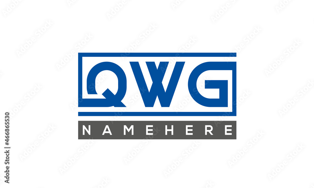 QWG Letters Logo With Rectangle Logo Vector QWG Letters Logo With Rectangle Logo Vector