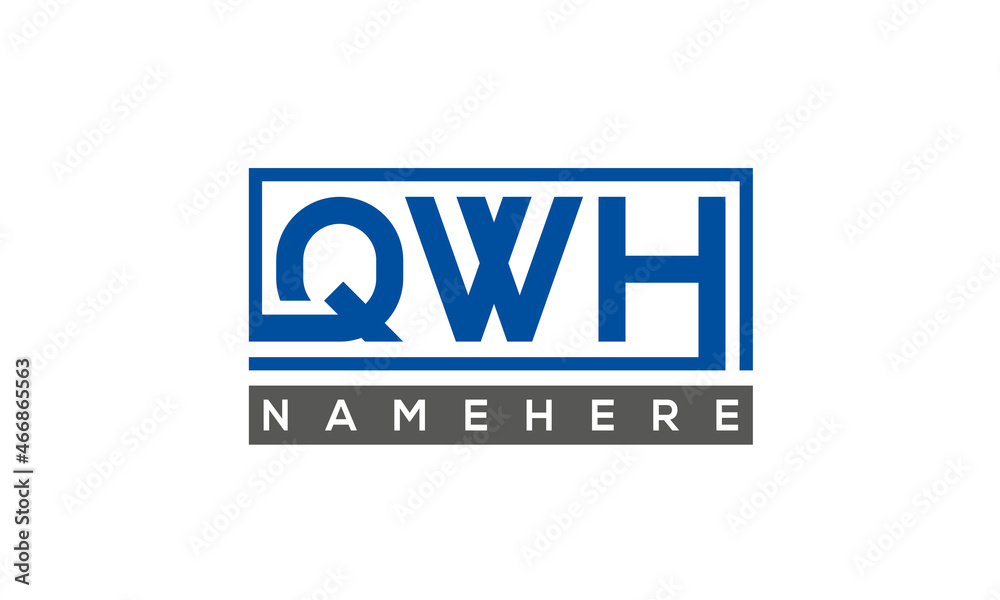 QWH Letters Logo With Rectangle Logo Vector QWH Letters Logo With Rectangle Logo Vector