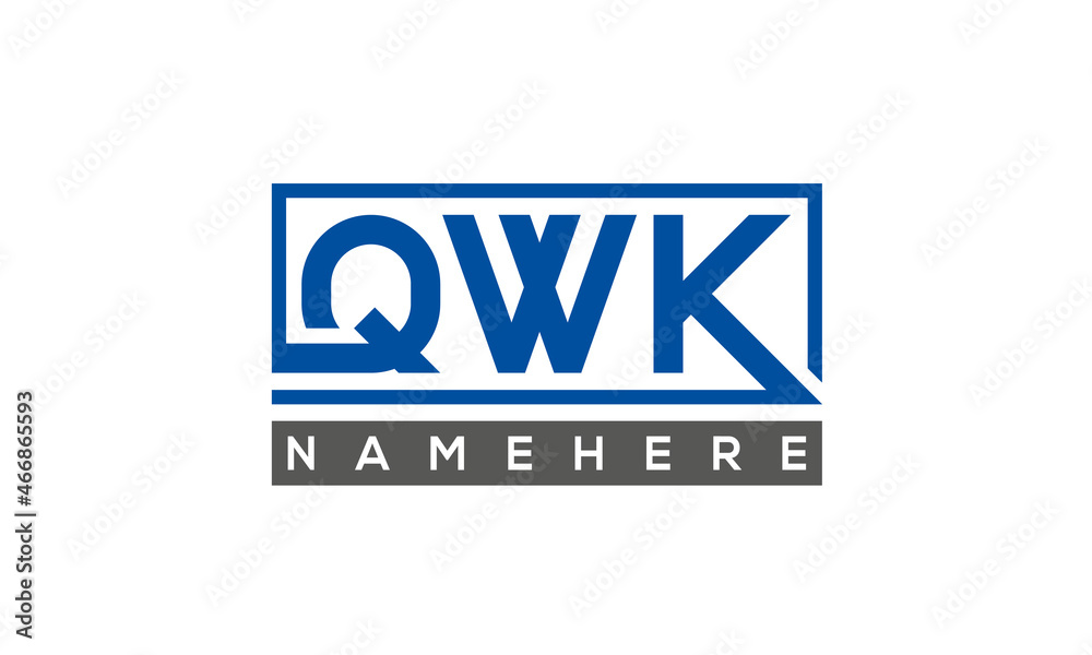 QWK Letters Logo With Rectangle Logo Vector QWK Letters Logo With Rectangle Logo Vector