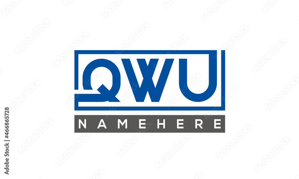 QWU Letters Logo With Rectangle Logo Vector QWU Letters Logo With Rectangle Logo Vector