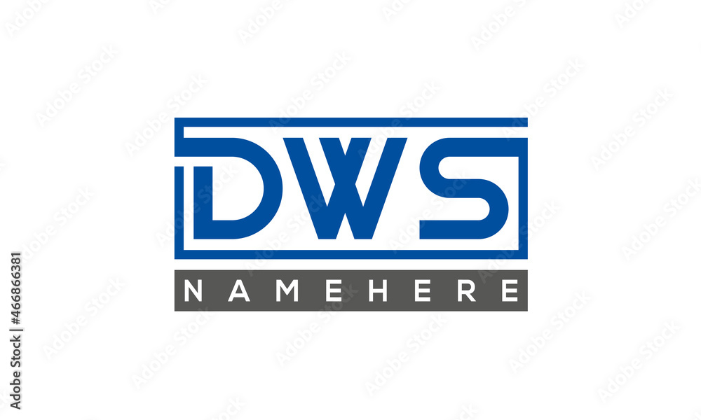 DWS Letters Logo With Rectangle Logo Vector DWS Letters Logo With Rectangle Logo Vector