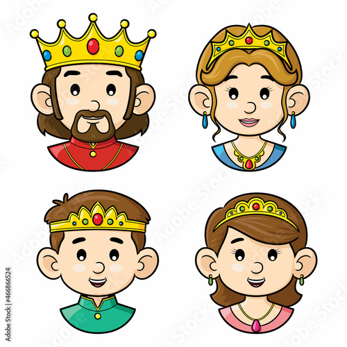 cartoon face king queen prince princess