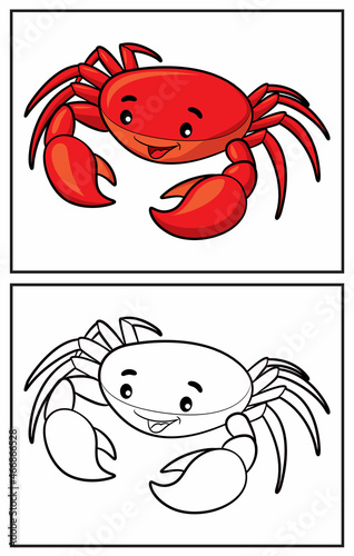 Coloring book cute crab