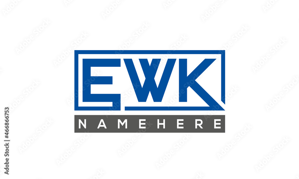 EWK Letters Logo With Rectangle Logo Vector EWK Letters Logo With Rectangle Logo Vector