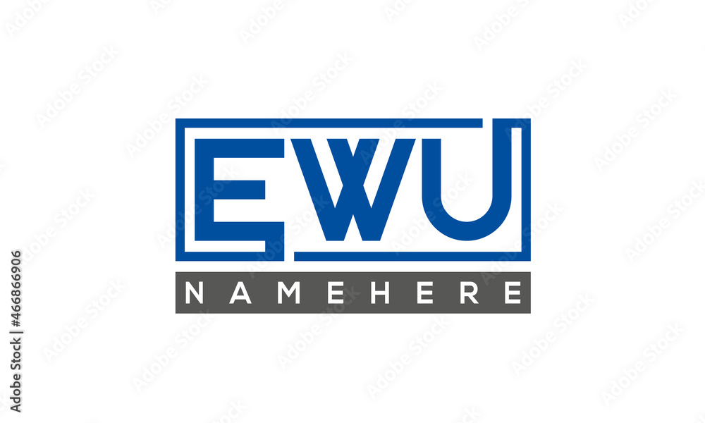 EWU Letters Logo With Rectangle Logo Vector EWU Letters Logo With Rectangle Logo Vector