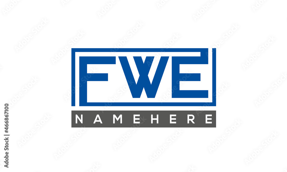 FWE Letters Logo With Rectangle Logo Vector FWE Letters Logo With Rectangle Logo Vector