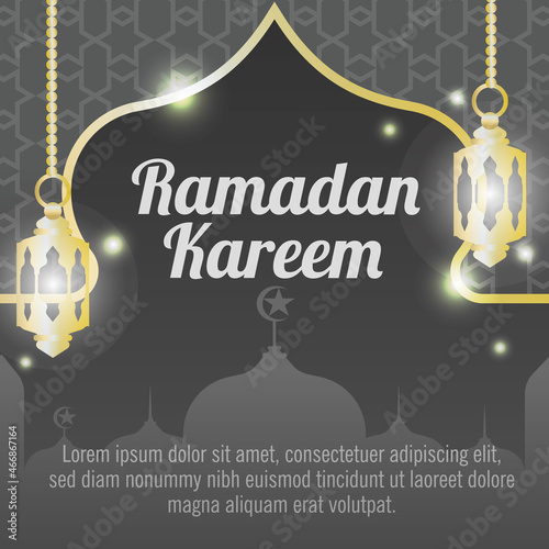 Ramadan Kareem Background With Sparkle Light And Mosque Vector Template