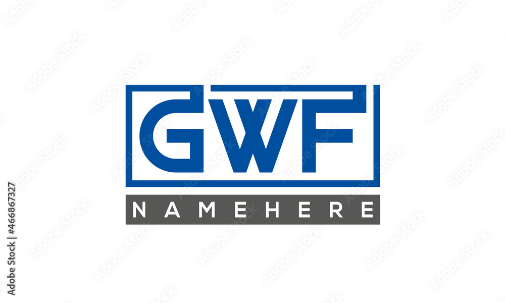GWF Letters Logo With Rectangle Logo Vector GWF Letters Logo With Rectangle Logo Vector