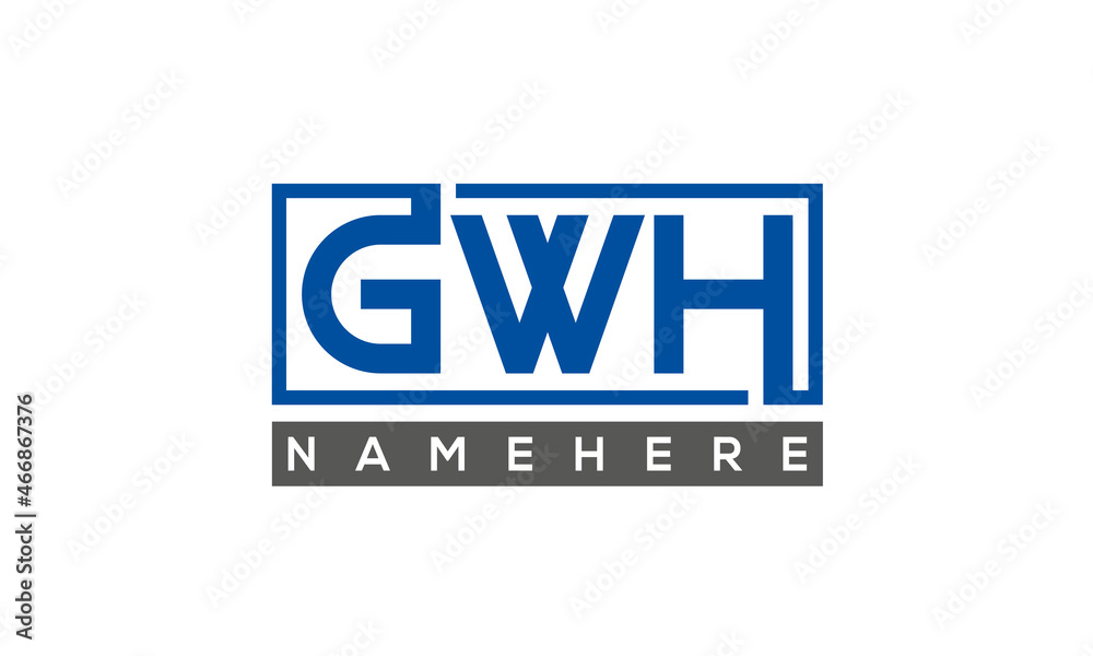 GWH Letters Logo With Rectangle Logo Vector GWH Letters Logo With Rectangle Logo Vector