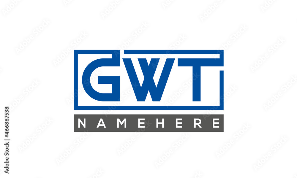 GWT Letters Logo With Rectangle Logo Vector GWT Letters Logo With Rectangle Logo Vector