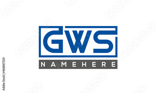 GWS Letters Logo With Rectangle Logo Vector photo