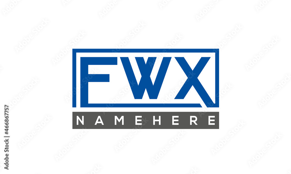FWX Letters Logo With Rectangle Logo Vector FWX Letters Logo With Rectangle Logo Vector