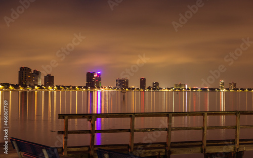 Bayshore Boulevard in South Tampa, Florida at night photo