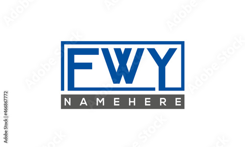 FWY Letters Logo With Rectangle Logo Vector