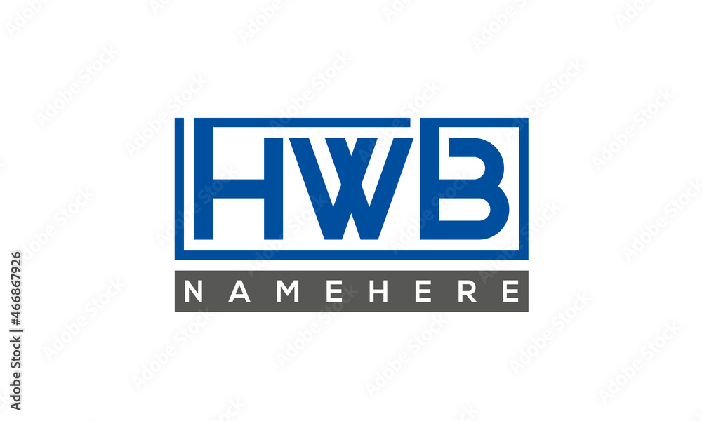 HWB Letters Logo With Rectangle Logo Vector HWB Letters Logo With Rectangle Logo Vector