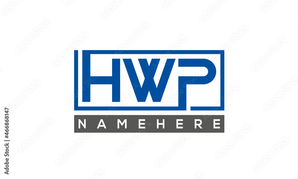 HWP Letters Logo With Rectangle Logo Vector HWP Letters Logo With Rectangle Logo Vector