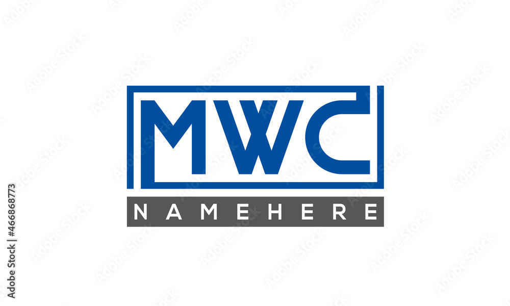 MWC Letters Logo With Rectangle Logo Vector MWC Letters Logo With Rectangle Logo Vector