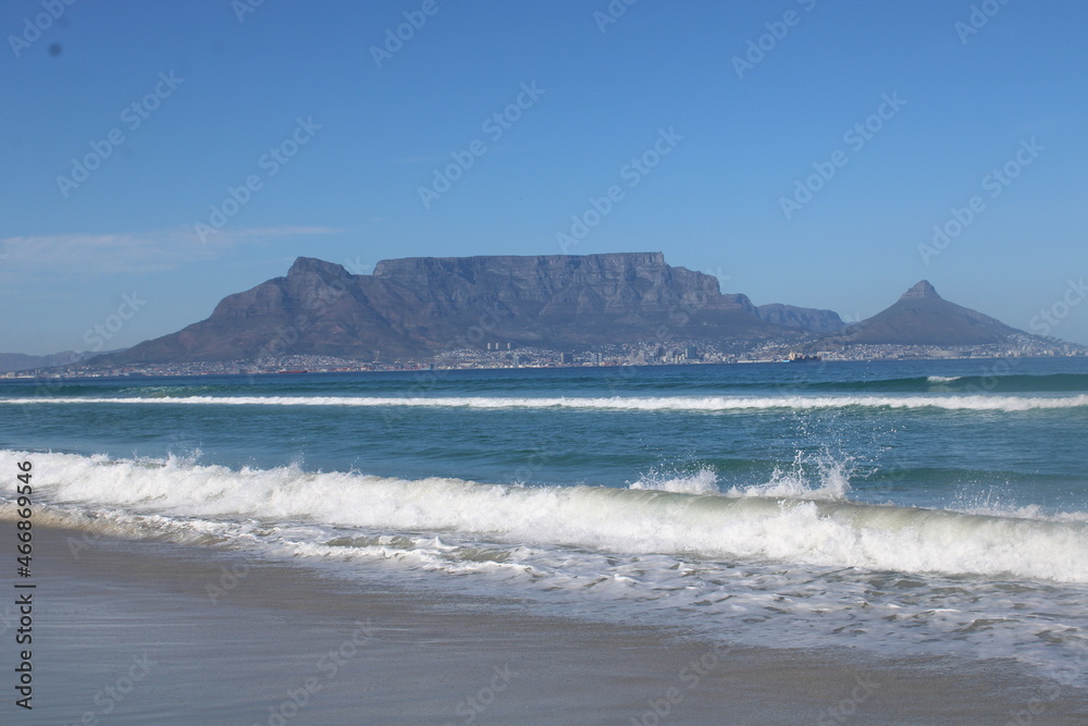 Table Mountain and beach in Cape Town