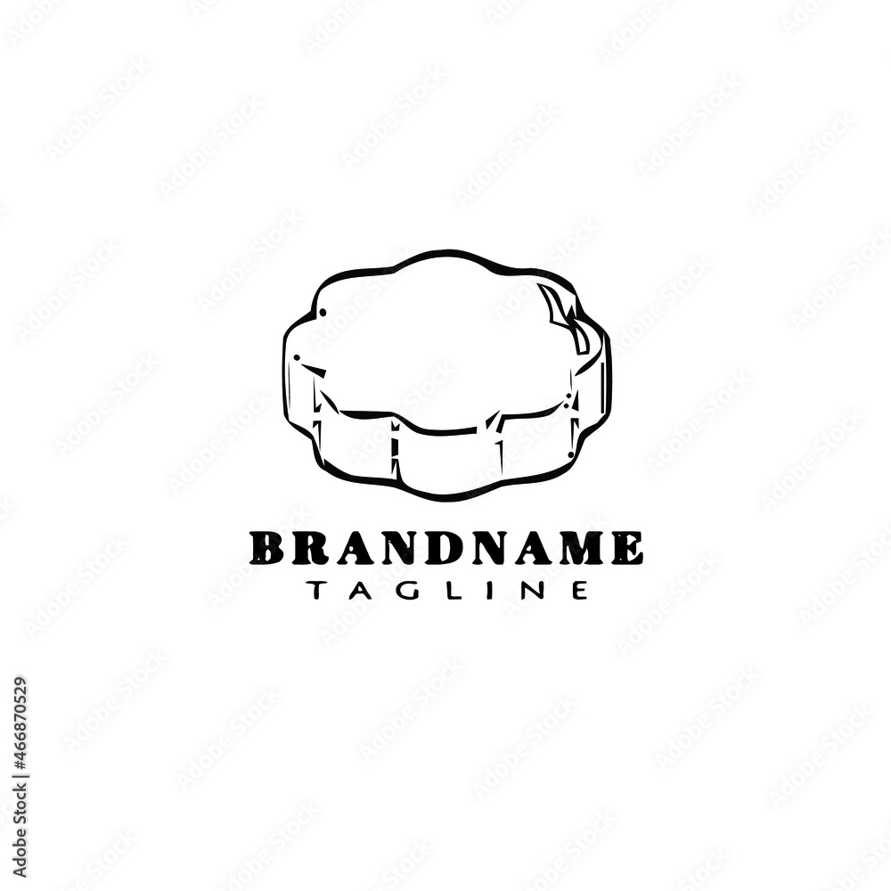 mid autumn mooncake logo cartoon icon design template black isolated illustration