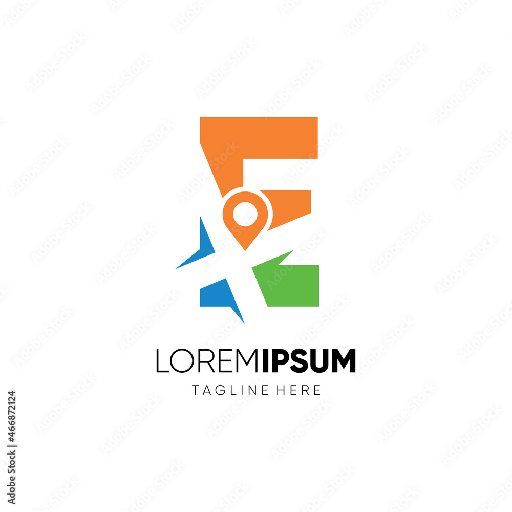 Letter E Map Location Logo Design Vector Icon Graphic Emblem Illustration Background Template Letter E Map Location Logo Design Vector Icon Graphic Emblem Illustration Background Template