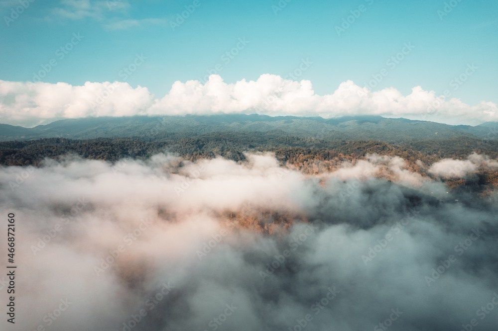 morning fog in the mountains high angle view morning fog in the mountains high angle view