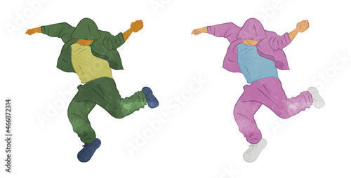 HIPHOP dance jumping male illustration02
