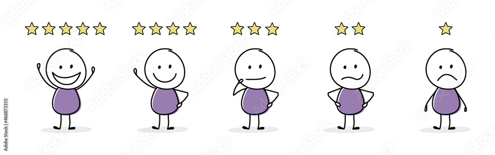 Funny star rating with cartoon stickman. Appraisal design. Vector Stock  Vector | Adobe Stock