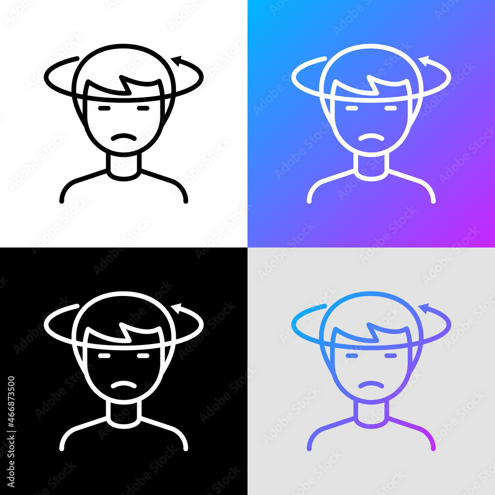 Human with dizziness thin line icon. Modern vector illustration of disorientation. Human with dizziness thin line icon. Modern vector illustration of disorientation.