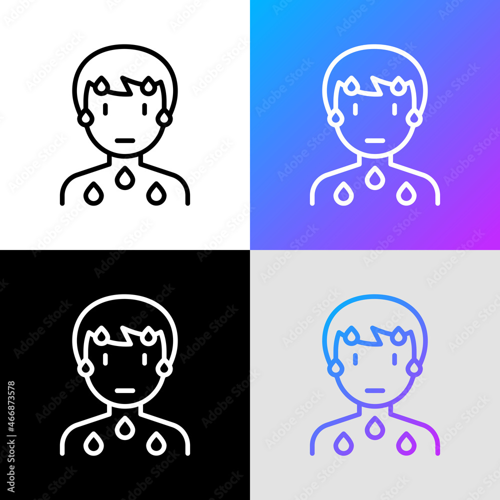 Cold sweat thin line icon. Modern vector illustration of illness symptom. Cold sweat thin line icon. Modern vector illustration of illness symptom.