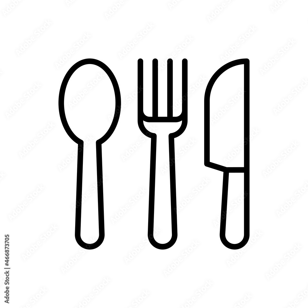 Cutlery set thin line icon. Fork, knife, spoon. Cooking. Modern vector illustration. Cutlery set thin line icon. Fork, knife, spoon. Cooking. Modern vector illustration.