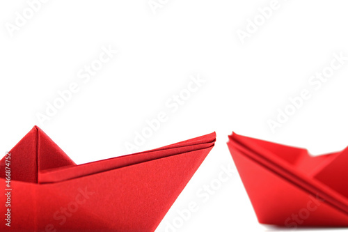 red paper boat isolated on white background