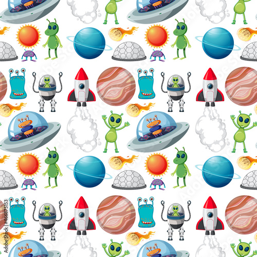 Seamless pattern with space objects