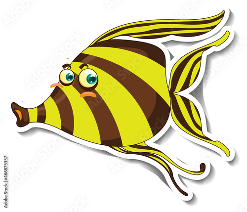 Angelfish sea animal cartoon sticker