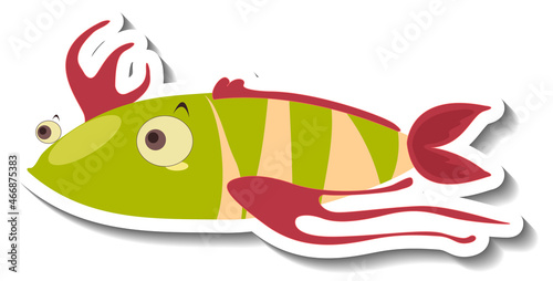 Cute fish sea animal cartoon sticker