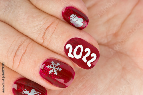 Finger nail with christmas pattern