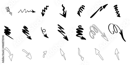 Hand drawn arrow set. illustration isolated on white background