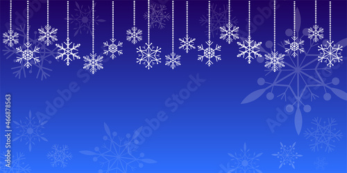 Christmas blue background with white snowflakes