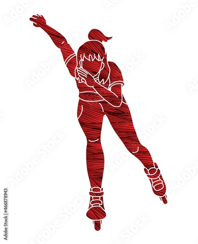 Roller blade Player Extreme Sport Cartoon Graphic Vector