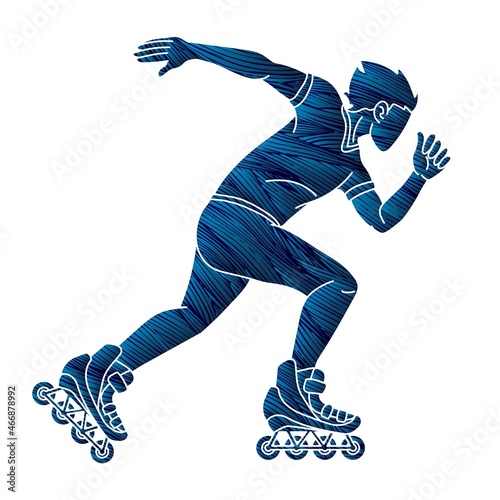 Roller blade Player Extreme Sport Cartoon Graphic Vector