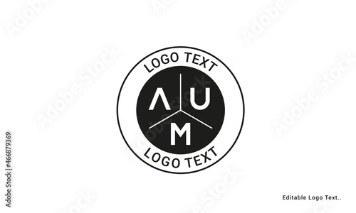 Vintage Retro AUM Letters Logo Vector Stamp 