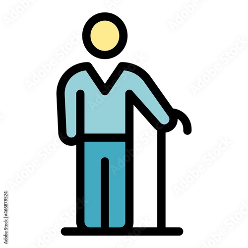 Home nursing elderly man icon. Outline home nursing elderly man vector icon color flat isolated